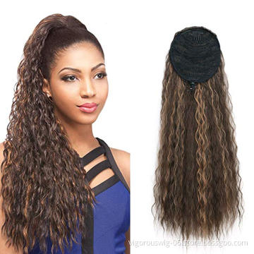 Vigorous 22 inch Drawstring Ponytail Extension Curly Wave Long Ponytail Hair Extension Synthetic Wavy Hair Pieces for Women